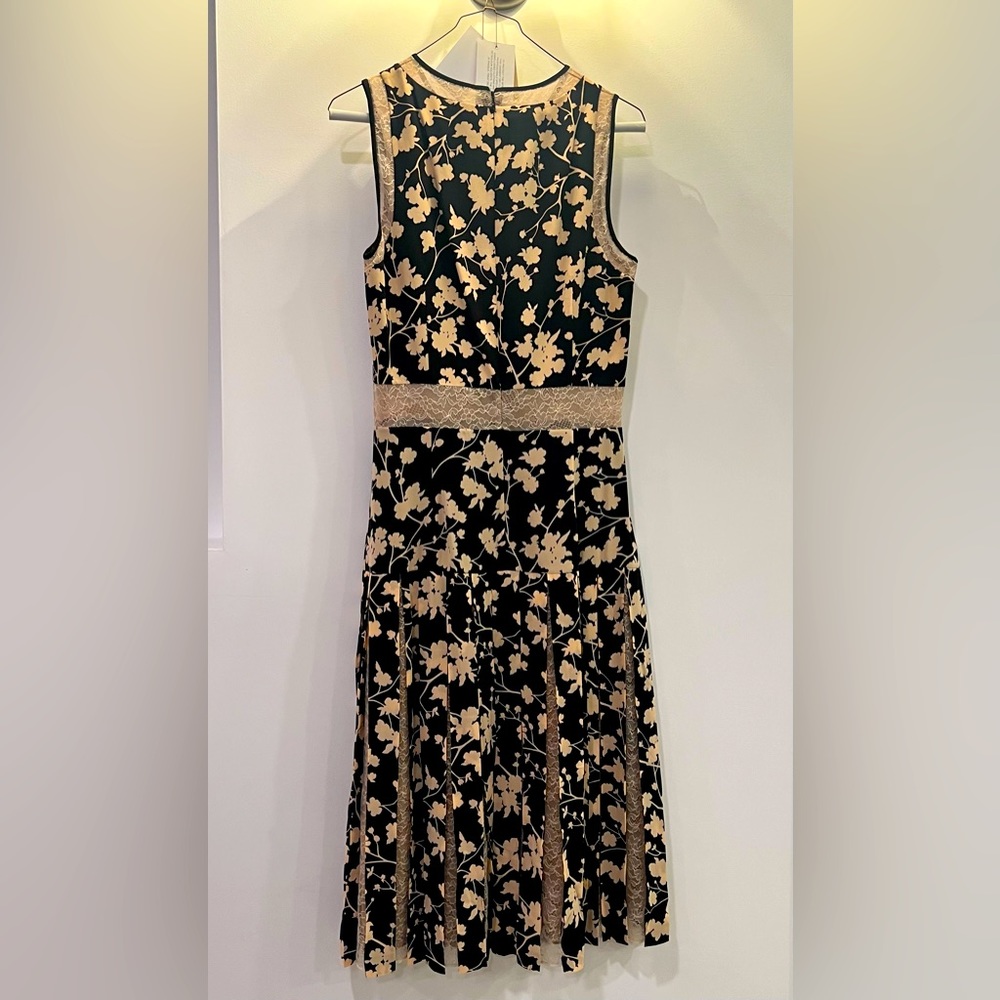 Silk black and cream pleated dress